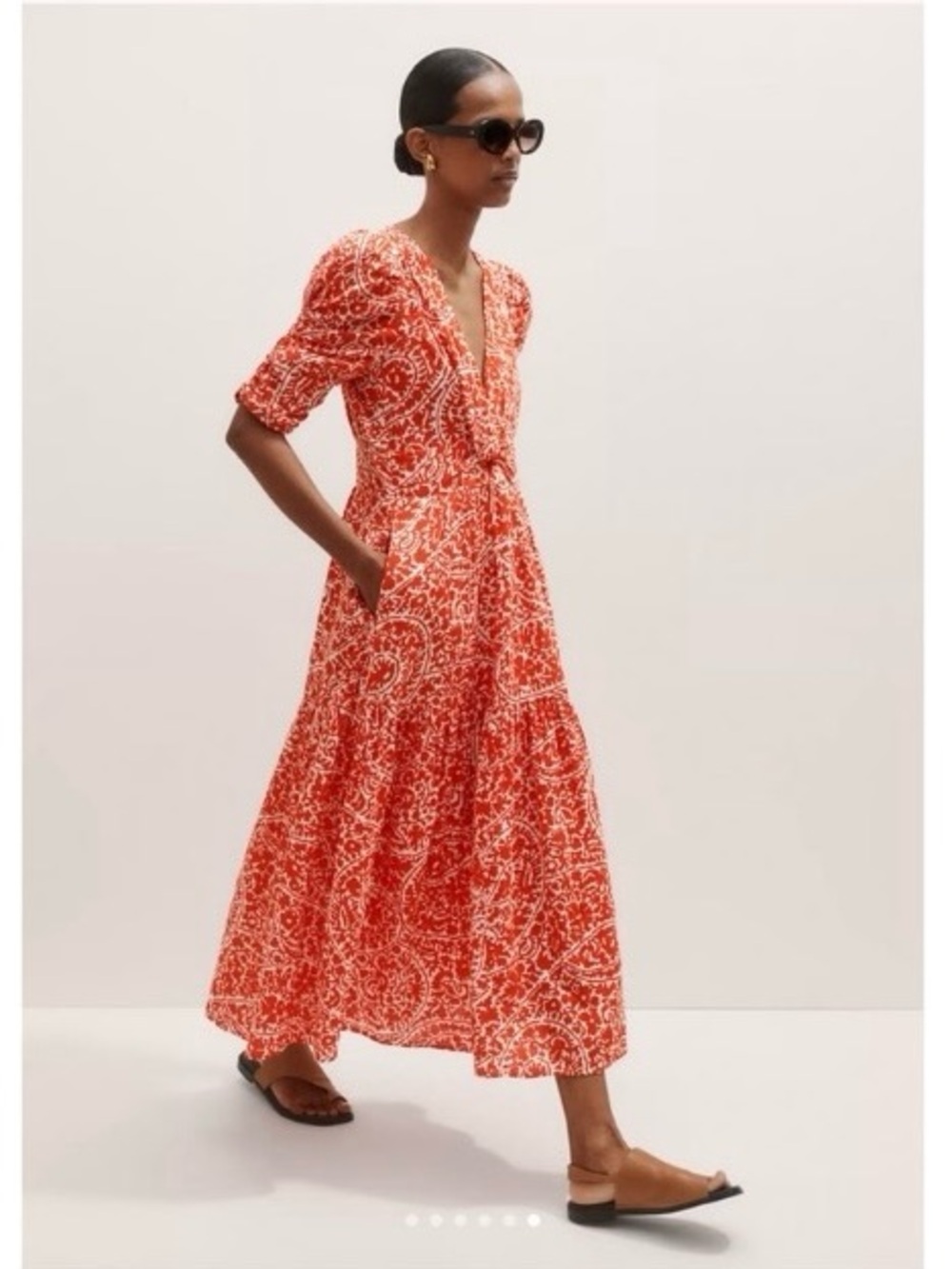 ME+EM 🪸 Cheesecloth Mono Paisley Print Maxi Dress